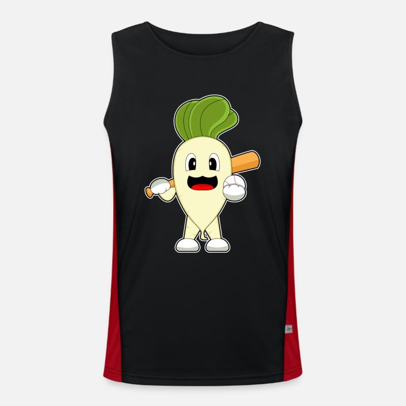 Radieschen Baseball Baseballschläger - Funktionelles Kontrast-Tank Top für Männer  - Schwarz/Rot