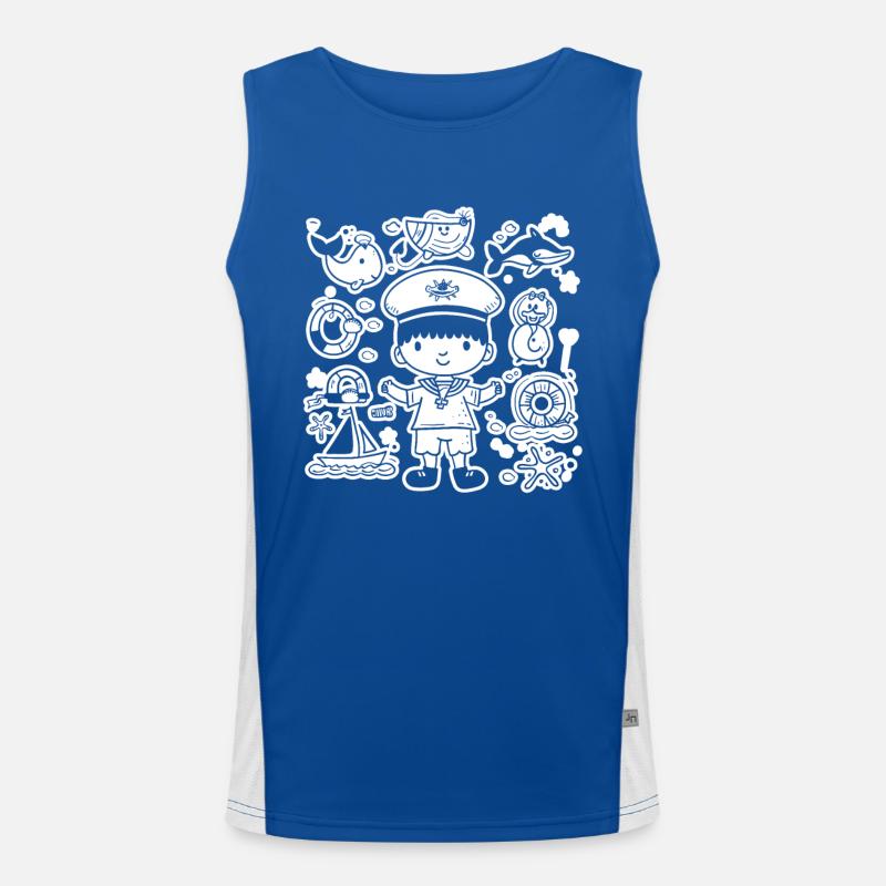 Kleiner Seemann Comic Look Funktionelles Kontrast-Tank Top für Männer 