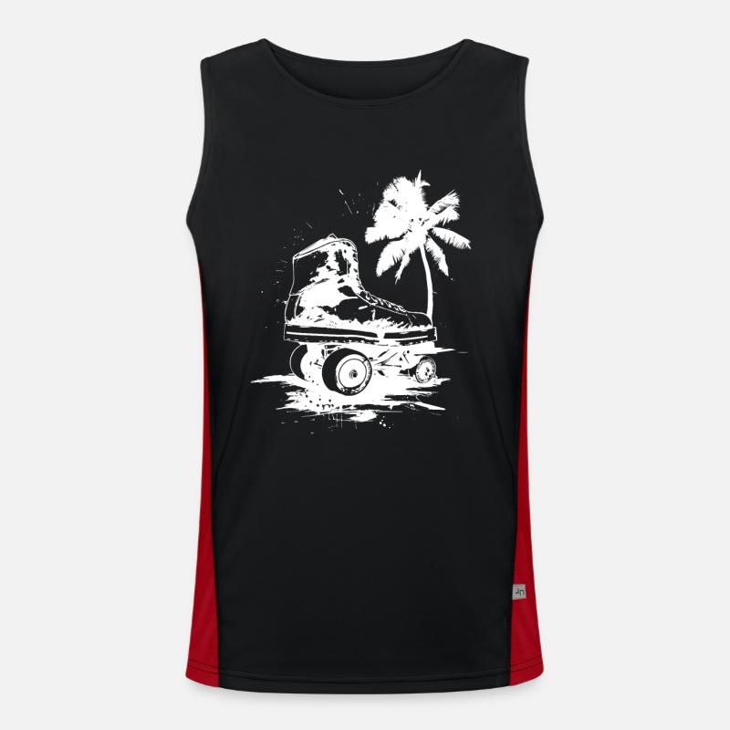Roller Skating Drawing - Men's Functional Contrast Tank Top  - black/red
