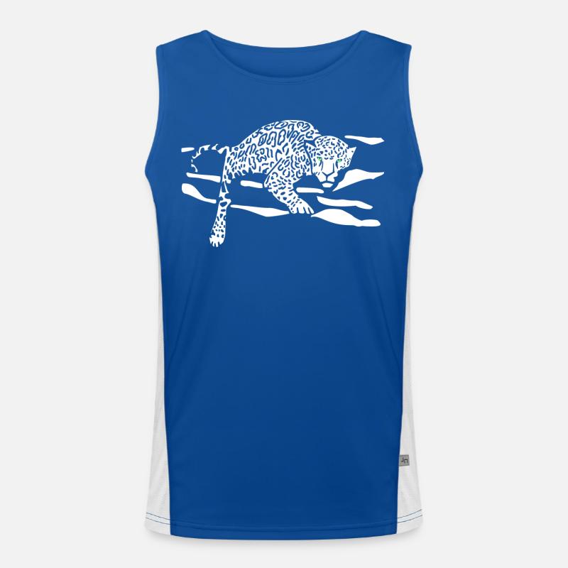 Leopard Jump Silhouette Men's Functional Contrast Tank Top 