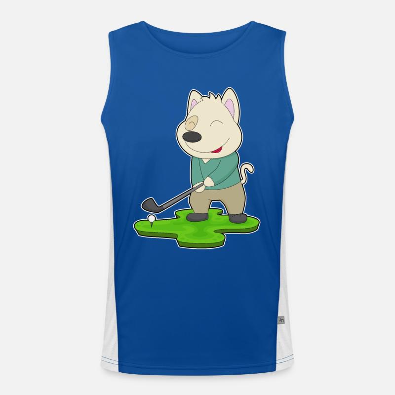 Hund Golf Golfschläger Funktionelles Kontrast-Tank Top für Männer 