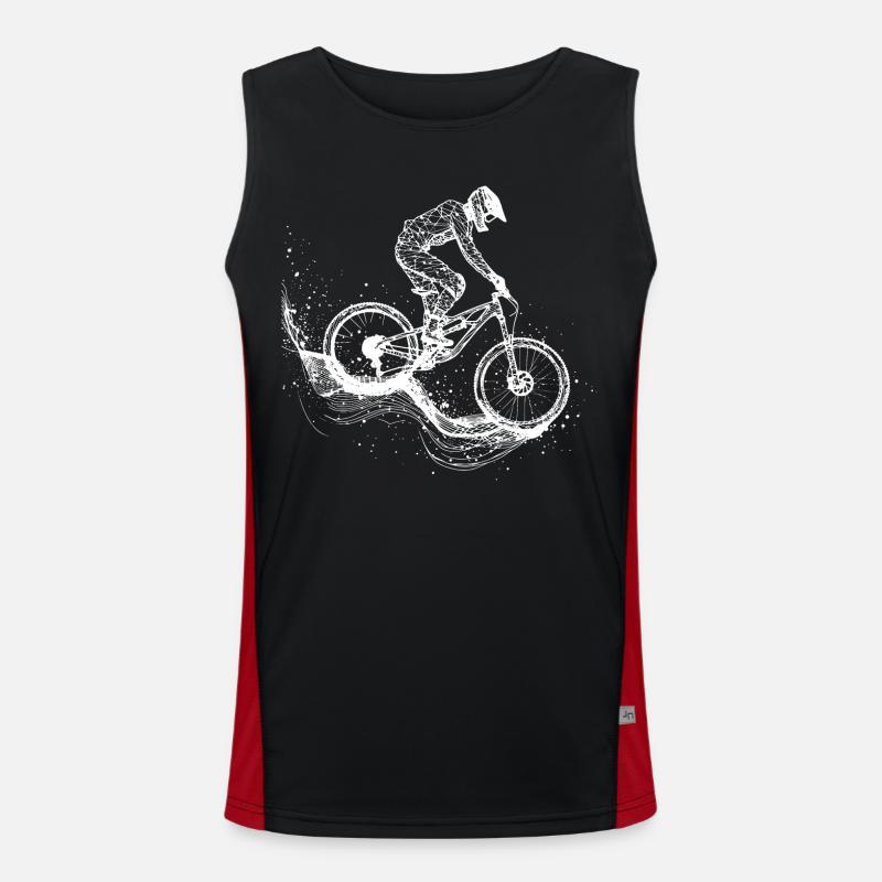 Mountain Biking Drawing - Men's Functional Contrast Tank Top  - black/red
