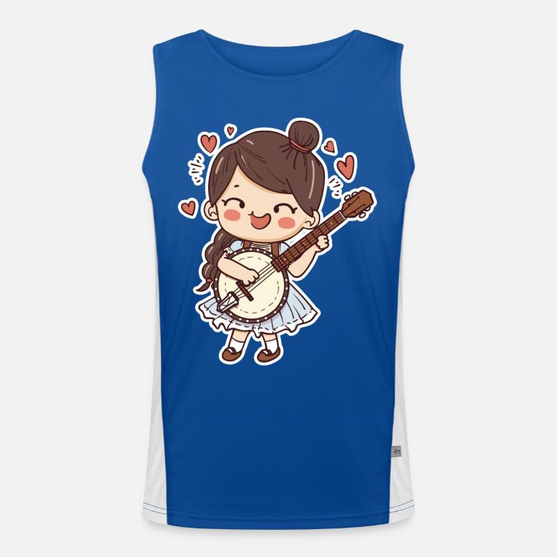 Banjo player comic style Men's Functional Contrast Tank Top 