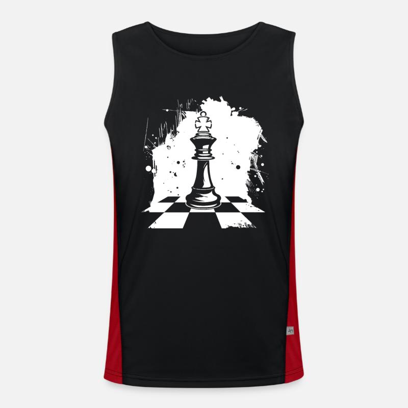 Chess Pieces Graphics - Men's Functional Contrast Tank Top  - black/red