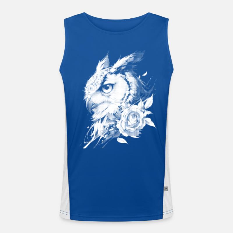 Rose Eule Blumen Ästhetik Nachteule Vogel Geschenk Funktionelles Kontrast-Tank Top für Männer 