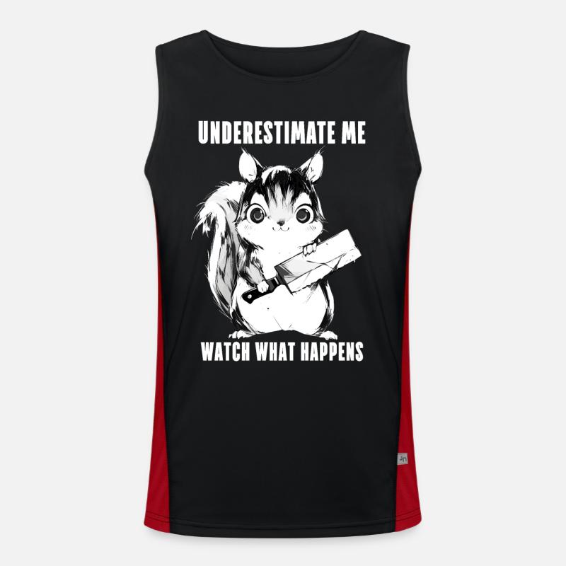 Crazy Squirrel Anime Kawaii Gift - Men's Functional Contrast Tank Top  - black/red