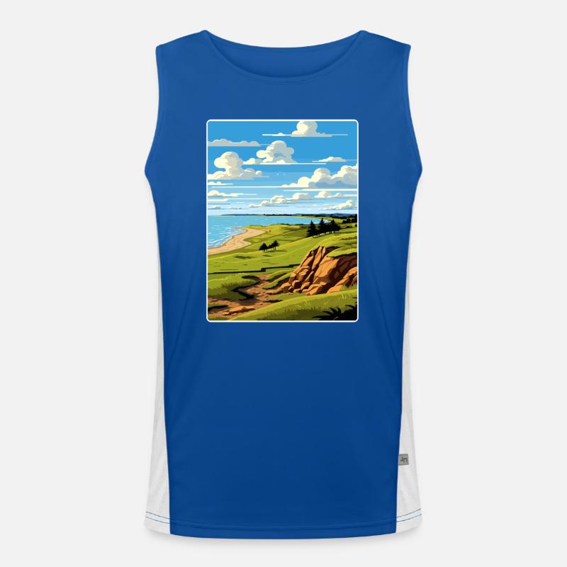 Whistling Straits Golf Course Travel Poster Men's Functional Contrast Tank Top 