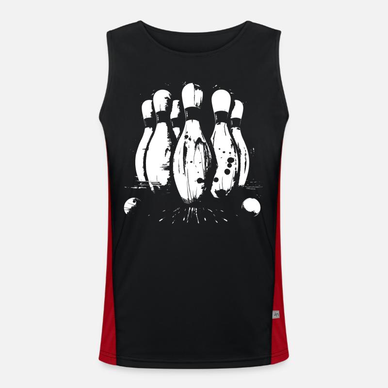 Bowling Game Graphics - Men's Functional Contrast Tank Top  - black/red