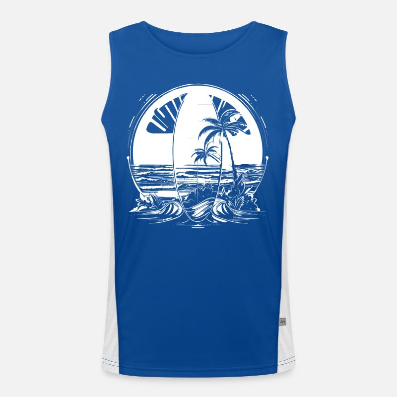 Surfing Illustration Men's Functional Contrast Tank Top 