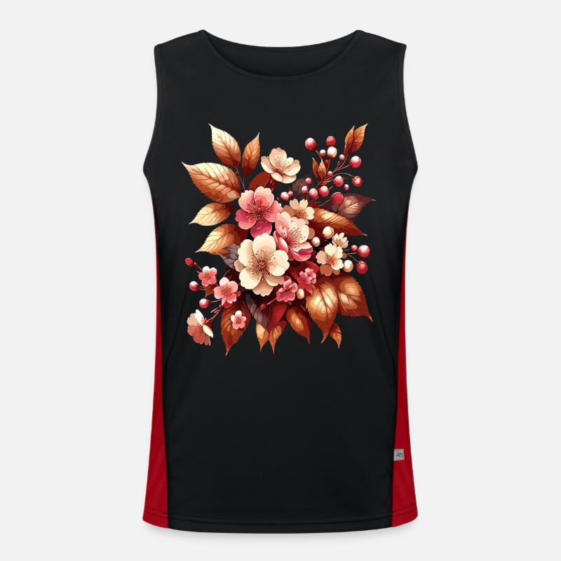 Boho Bouquet Autumn Blossom Magic - Men's Functional Contrast Tank Top - black/red