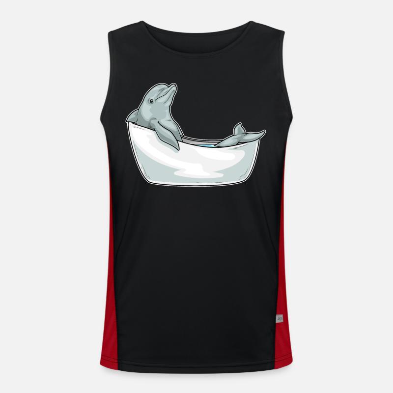 Dolphin Bathing Bathtub - Men's Functional Contrast Tank Top  - black/red