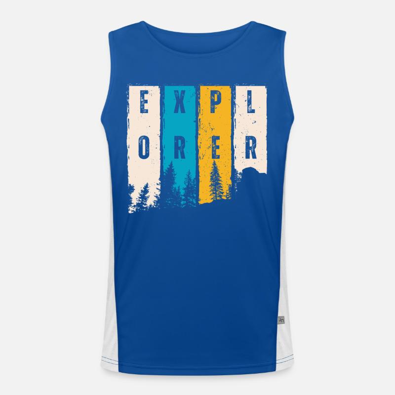 Entdecker Wald Bäume Silhouette Funktionelles Kontrast-Tank Top für Männer 