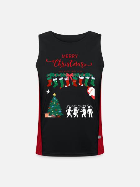 Merry Christmas - Men's Functional Contrast Tank Top  - black/red