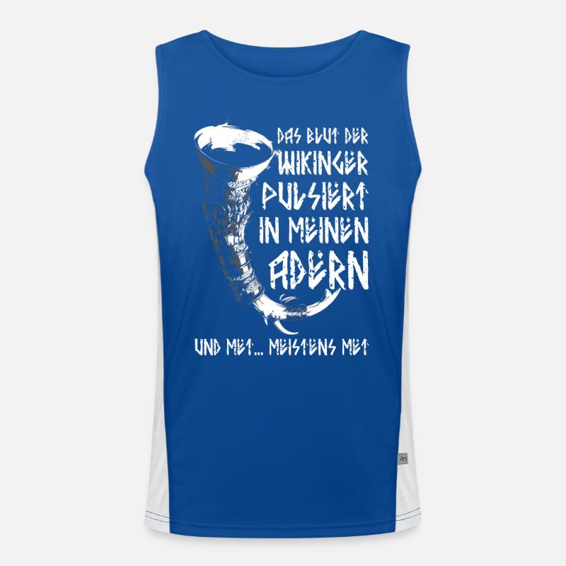 Funny Toast Mead Drinking Horn Humor Vikings Men's Functional Contrast Tank Top 