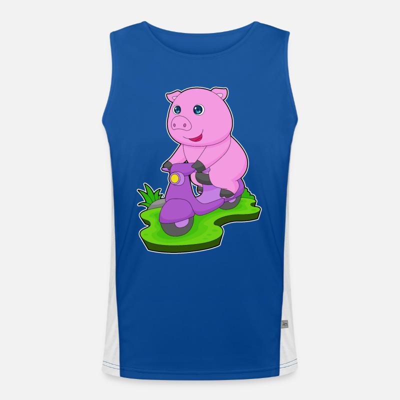 Schwein Motorroller Funktionelles Kontrast-Tank Top für Männer 