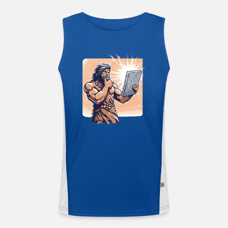 Idea Idea Caveman Stone Tablet Gift Men's Functional Contrast Tank Top 