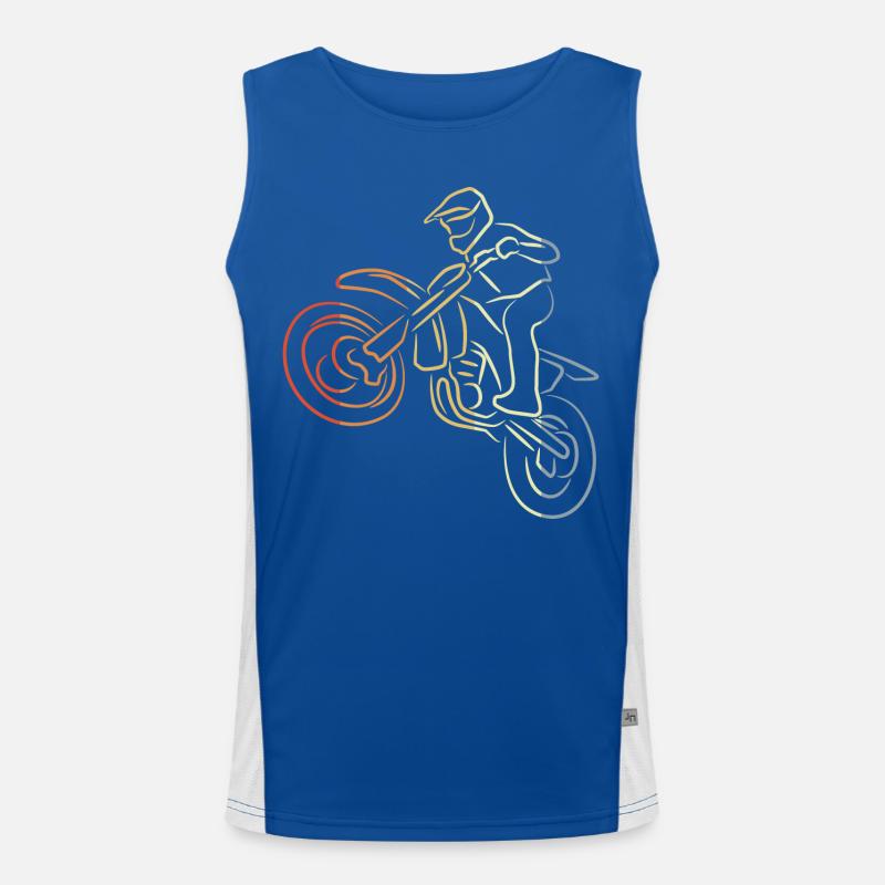 Motocross Line Drawing Men's Functional Contrast Tank Top 