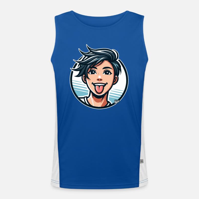 Comic Cartoon Stil: Frecher Junge Funktionelles Kontrast-Tank Top für Männer 