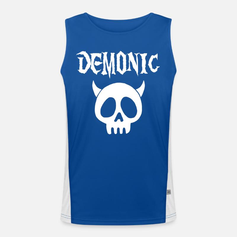 Weißer dämonischer Schädel Funktionelles Kontrast-Tank Top für Männer 