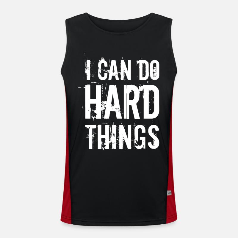 I can do hard things - Men's Functional Contrast Tank Top - black/red