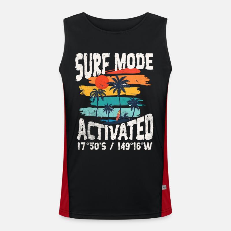 Surf mode activated Copy - Men's Functional Contrast Tank Top  - black/red