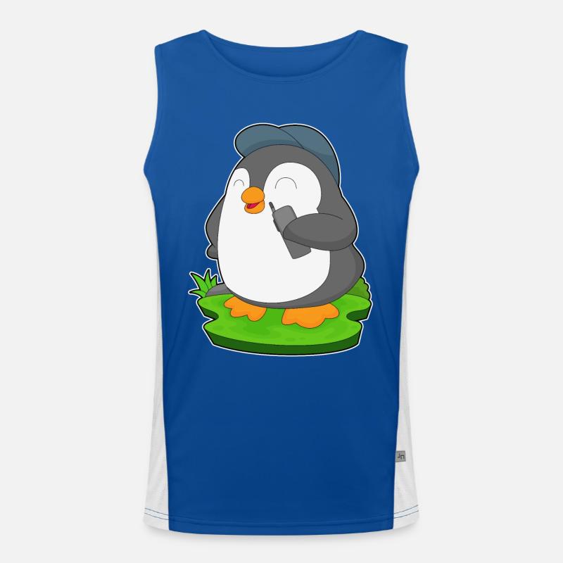 Pinguin Mikrofon Funktionelles Kontrast-Tank Top für Männer 