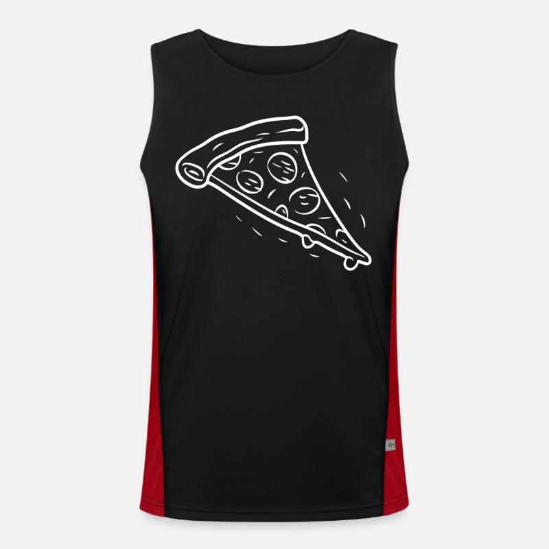 Pizza Slice Line Drawing - Men's Functional Contrast Tank Top  - black/red