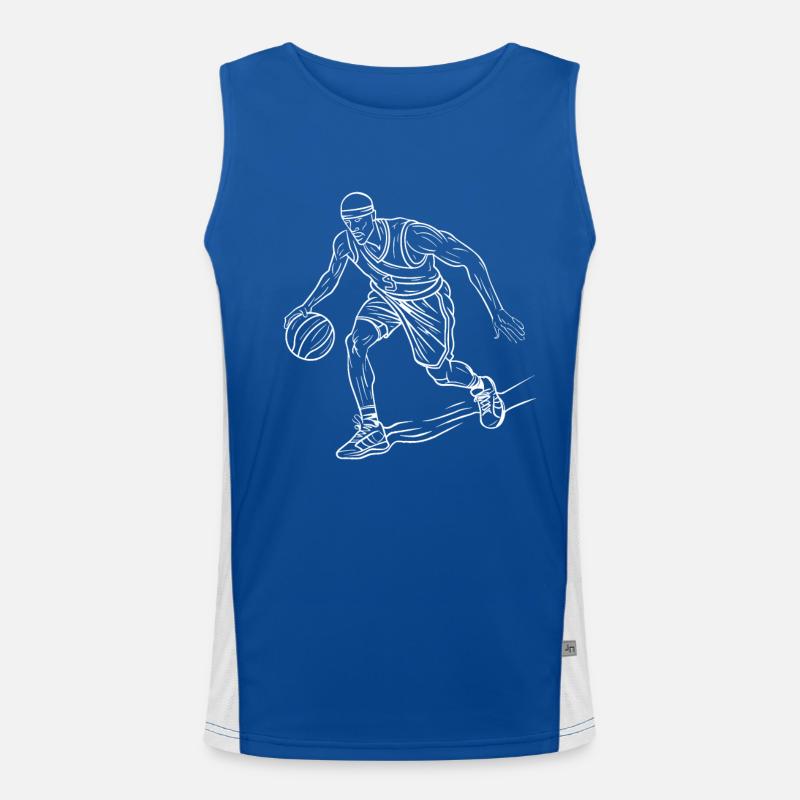 Basketball Player Drawing Men's Functional Contrast Tank Top 