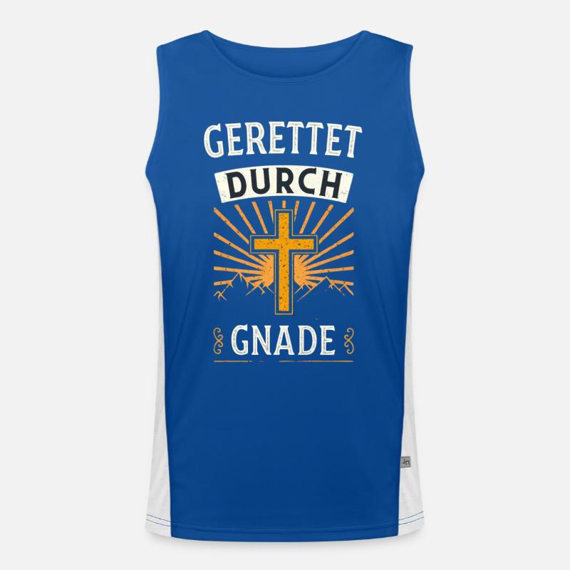 Gerettet durch Gnade Funktionelles Kontrast-Tank Top für Männer 