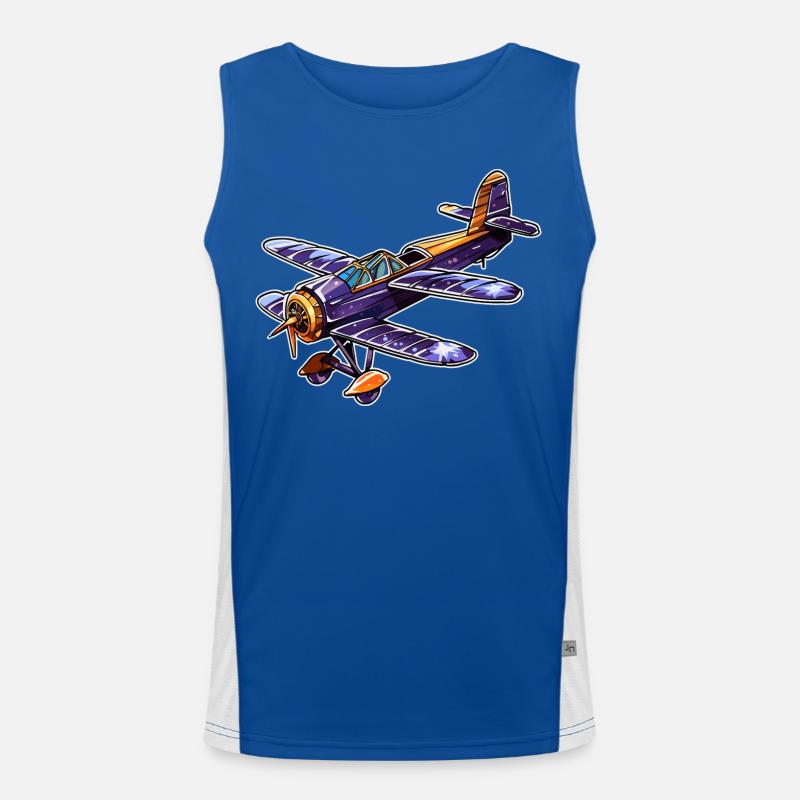 Propellerflugzeug Comic Look Funktionelles Kontrast-Tank Top für Männer 