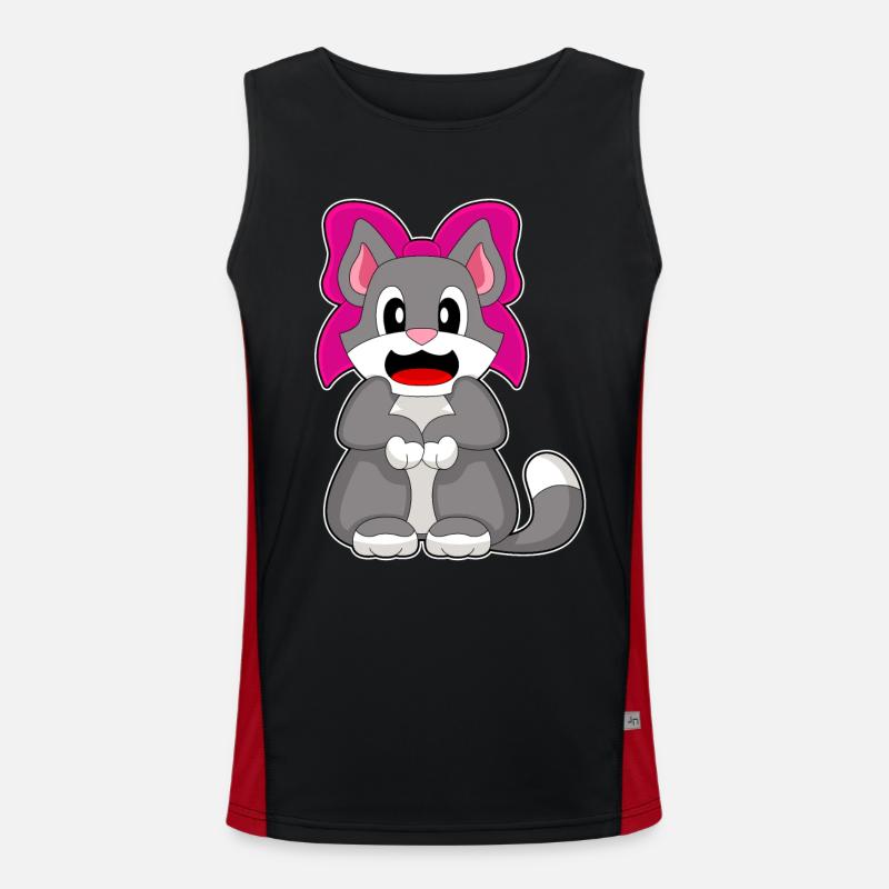 Cat Bow - Men's Functional Contrast Tank Top  - black/red