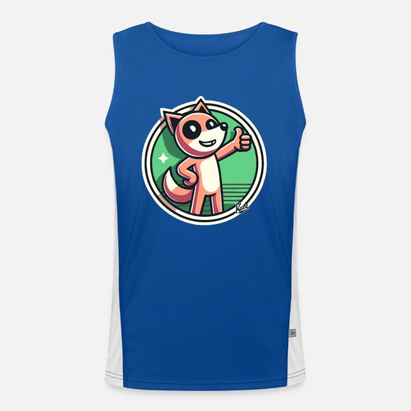 Cheerful nature fox with thumbs up Men's Functional Contrast Tank Top 