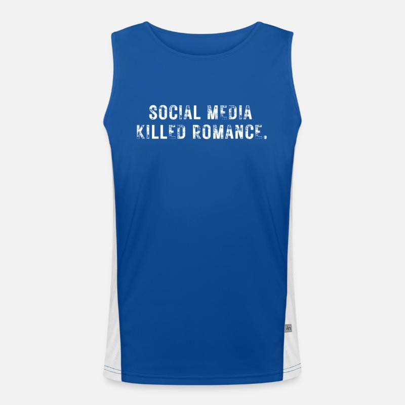 SOCIAL MEDIA KILLED ROMANCE Funktionelles Kontrast-Tank Top für Männer 