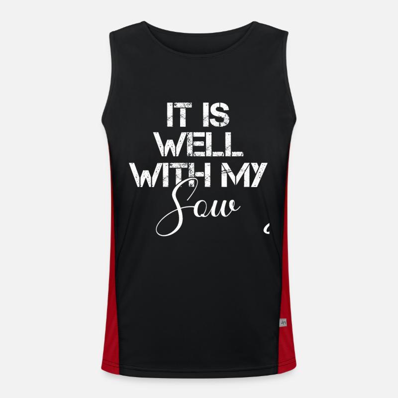 It is well with my sow - Men's Functional Contrast Tank Top  - black/red