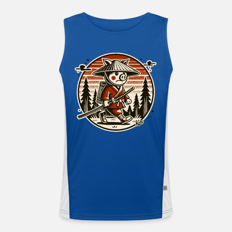 Samurai-Schwein Ronin auf Wanderschaft Funktionelles Kontrast-Tank Top für Männer 