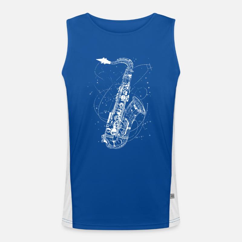 Saxophon Skizze Funktionelles Kontrast-Tank Top für Männer 