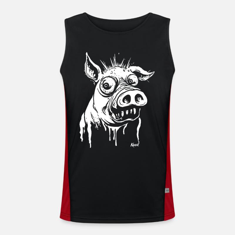 funny horror pig - Men's Functional Contrast Tank Top - black/red