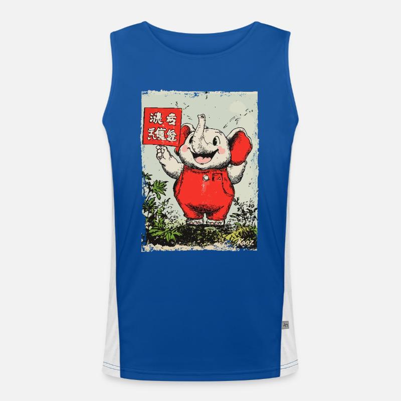 Fröhlicher kleiner Elefant Funktionelles Kontrast-Tank Top für Männer 
