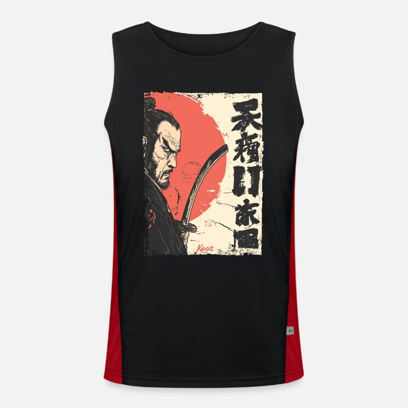 Japanese Red Sun Samurai - Men's Functional Contrast Tank Top  - black/red