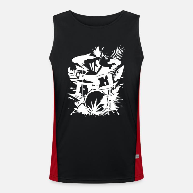 Drum Graphics - Men's Functional Contrast Tank Top  - black/red