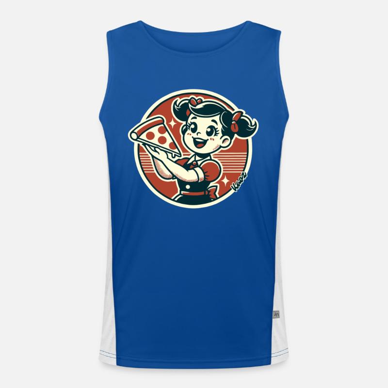 Kleines Mädchen mit Pizza Funktionelles Kontrast-Tank Top für Männer 