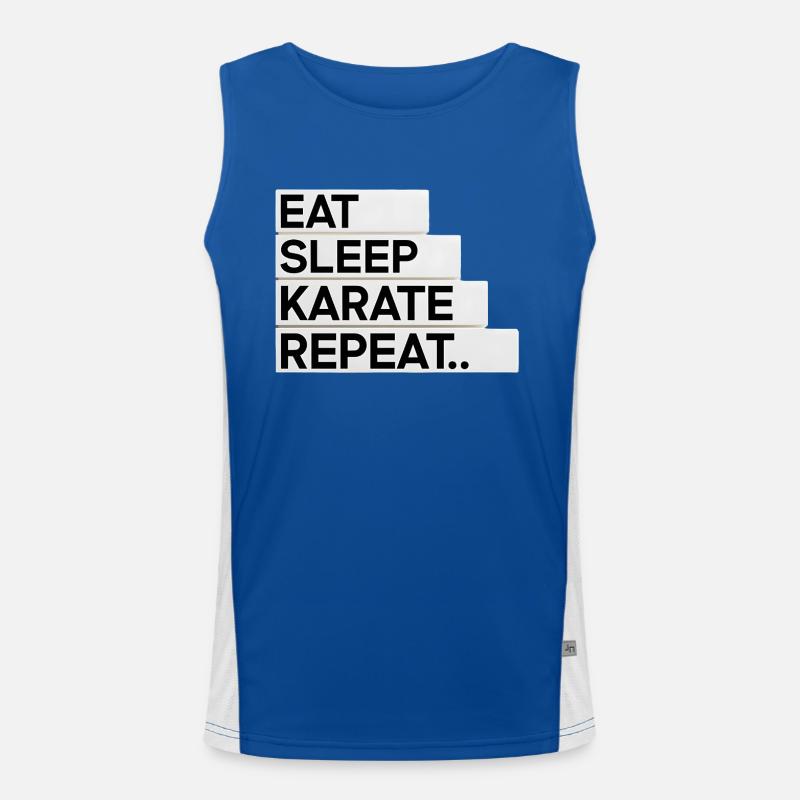 Eat. Sleep. Karate. Repeat... Funktionelles Kontrast-Tank Top für Männer 