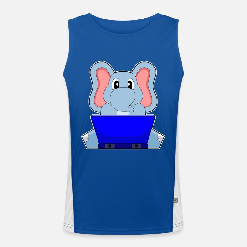 Elefant Laptop Funktionelles Kontrast-Tank Top für Männer 