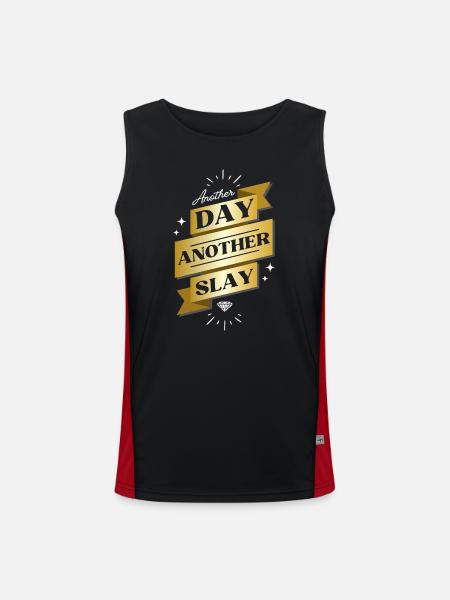 Another Day Another Slay – Glam Statement - Men's Functional Contrast Tank Top - black/red