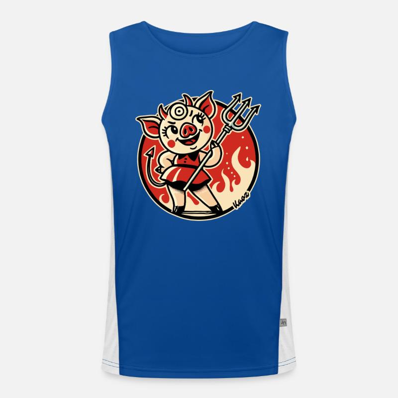 Evil piggy demon from hell Men's Functional Contrast Tank Top 