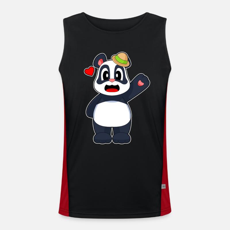 Panda Hat - Men's Functional Contrast Tank Top  - black/red