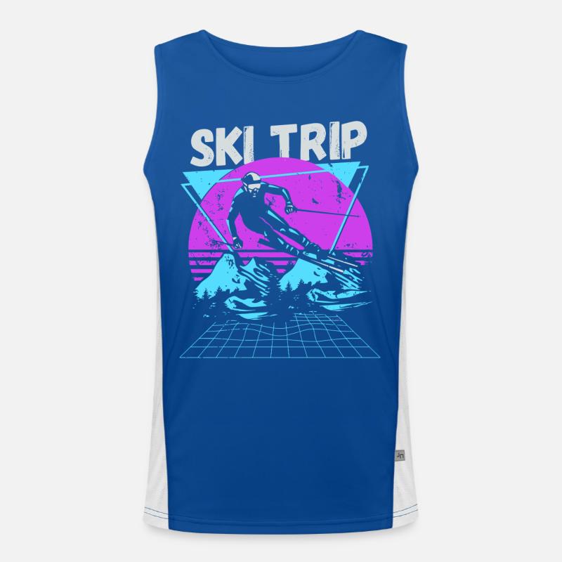 Retro Ski Trip Neon Graphic Men's Functional Contrast Tank Top 