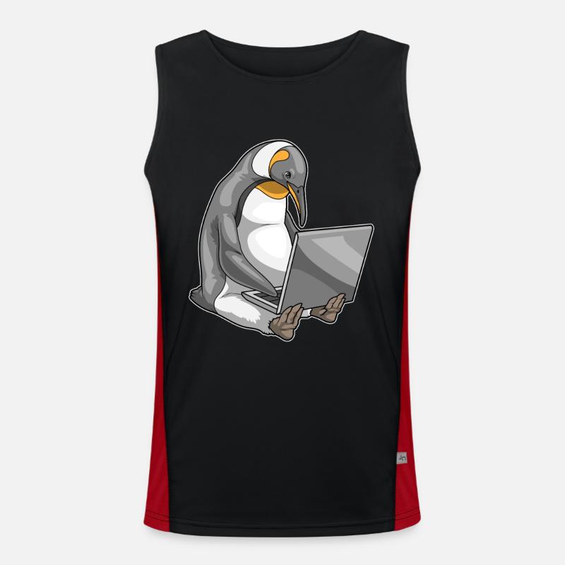 Penguin Laptop - Men's Functional Contrast Tank Top  - black/red