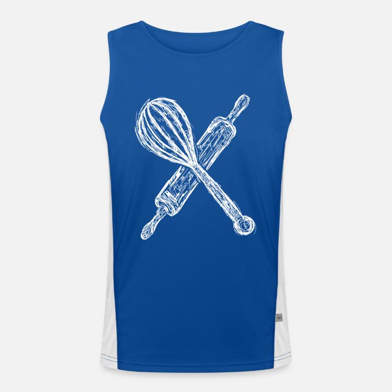 Sketch rolling pin and hand mixer Men's Functional Contrast Tank Top 