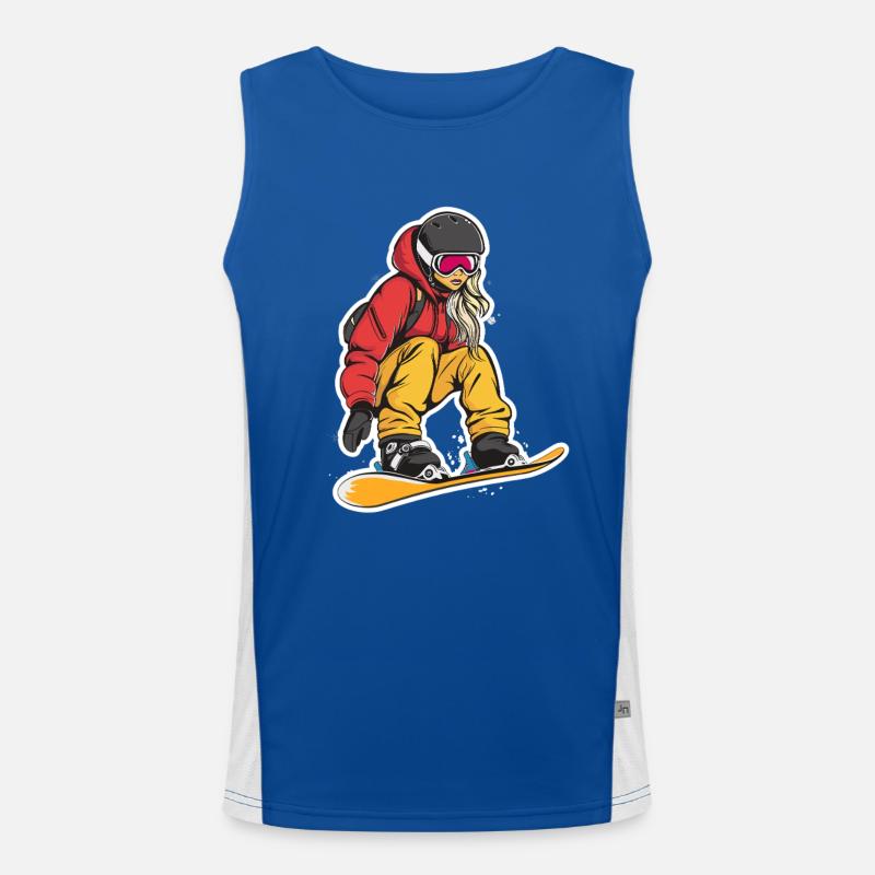 Snowboarderin Grafik Funktionelles Kontrast-Tank Top für Männer 